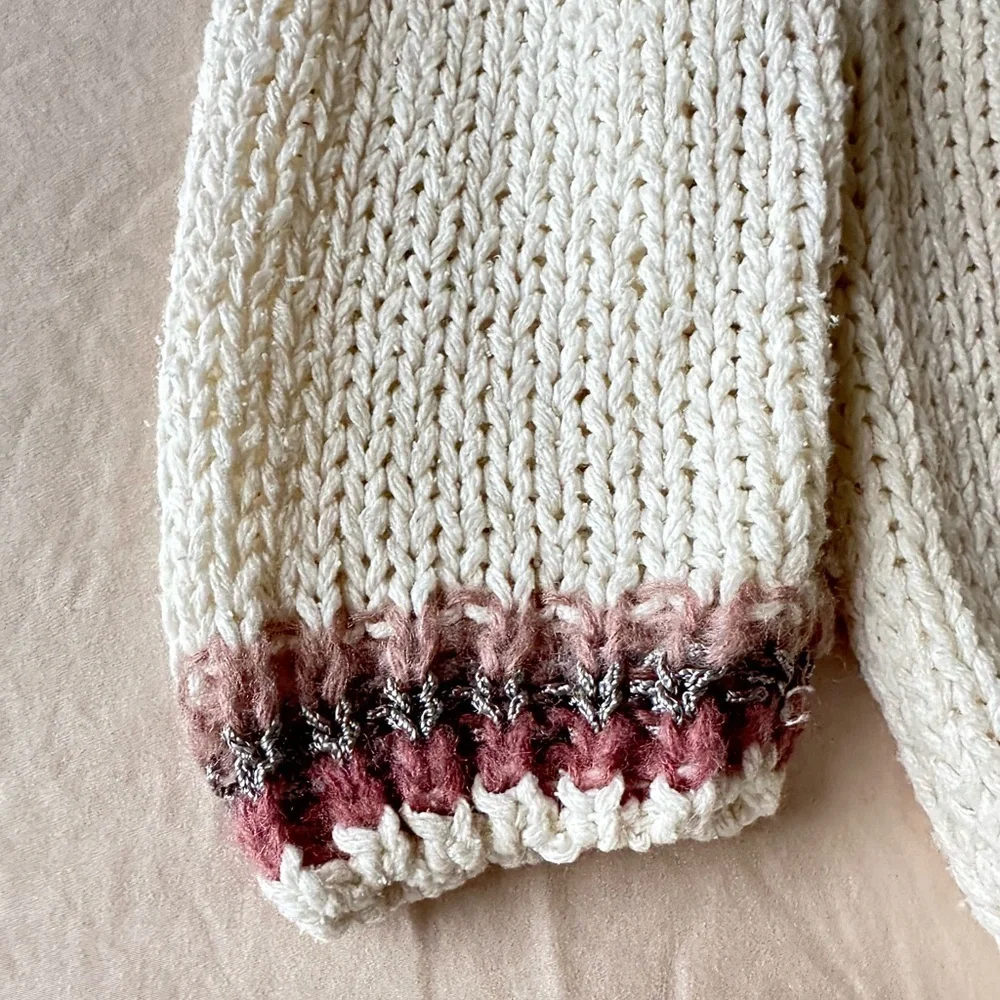 Vintage Silk Blend Jennifer Reed Hand-knit Sweater, M - Picture 3 of 9